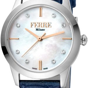 Ferrè Milano 99999 Damklocka FM1L126L0201 Vit/Läder Ø31 mm