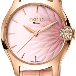 Ferrè Milano Collezione Fiore Damklocka FM1L121L0021 Rosa/Läder