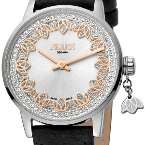 Ferrè Milano Damklocka FM1L103L0501 Silverfärgad/Läder Ø32 mm