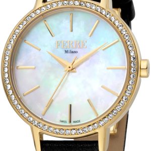 Ferrè Milano Damklocka FM1L173L0021 Donna Dalia Vit/Läder Ø34 mm