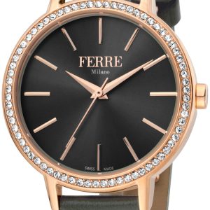 Ferrè Milano Damklocka FM1L173L0041 Donna Dalia Svart/Läder Ø34 mm