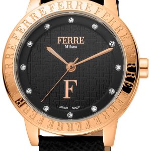 Ferrè Milano Damklocka FM1L174L0031 Patrizia Svart/Läder Ø30 mm