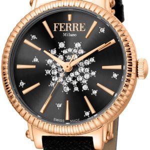 Ferrè Milano Donna Anna Damklocka FM1L169L0041 Svart/Läder Ø32 mm