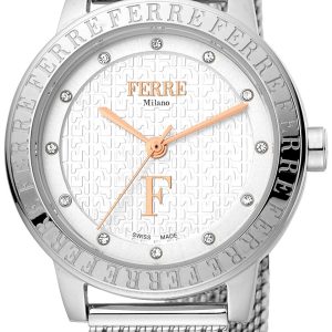 Ferrè Milano Patrizia Damklocka FM1L174M0051 Vit/Stål Ø30 mm