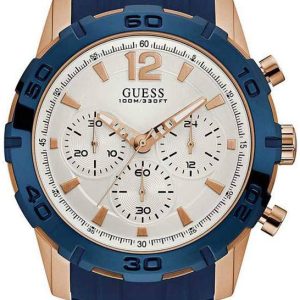 Guess Herrklocka W0864G5 Chronograph Vit/Gummi Ø45.5 mm