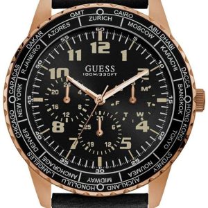 Guess Herrklocka W1170G2 Pioneer Svart/Läder Ø48 mm