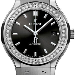 Hublot Damklocka 565.NX.1470.LR.1204 Classic Fusion Svart/Gummi Ø38