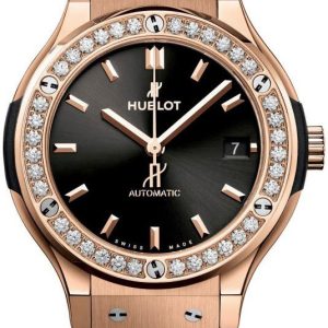 Hublot Damklocka 565.OX.1480.LR.1204 Classic Fusion Svart/Gummi Ø38