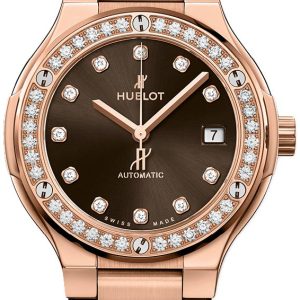 Hublot Damklocka 568.OX.898M.OX.1204 Classic Fusion Brun/18 karat