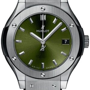 Hublot Damklocka 581.NX.8970.LR Classic Fusion Grön/Läder Ø33 mm