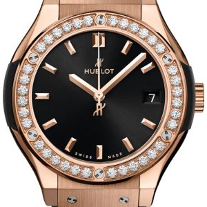 Hublot Damklocka 581.OX.1480.RX.1104 Classic Fusion Svart/Gummi Ø33