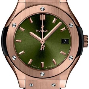 Hublot Damklocka 581.OX.8980.LR Classic Fusion Grön/Läder Ø33 mm