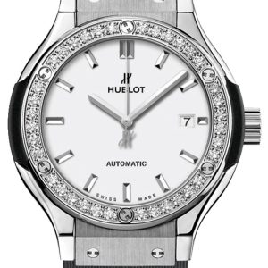 Hublot Damklocka 582.NX.2610.RX.1204 Classic Fusion Vit/Gummi Ø33 mm