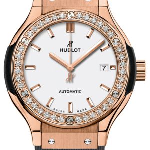 Hublot Damklocka 582.OX.2610.RX.1204 Classic Fusion Vit/Gummi Ø33 mm