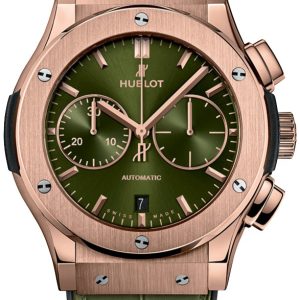 Hublot Herrklocka 521.OX.8980.LR Classic Fusion Grön/Gummi Ø45 mm