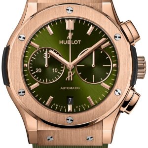 Hublot Herrklocka 521.OX.8980.RX Classic Fusion Grön/Gummi Ø45 mm