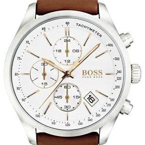 Hugo Boss Herrklocka 1513475 Chronograph Vit/Läder Ø46 mm