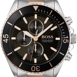 Hugo Boss Herrklocka 1513705 Svart/Roséguldstonat stål Ø46 mm