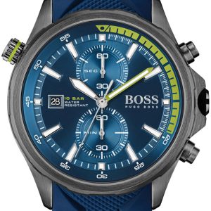 Hugo Boss Herrklocka 1513821 Globetrotter Blå/Gummi Ø46 mm