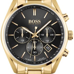 Hugo Boss Herrklocka 1513848 Champion Svart/Gulguldtonat stål Ø44 mm