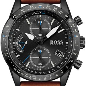 Hugo Boss Herrklocka 1513851 Pilot Svart/Läder Ø44 mm