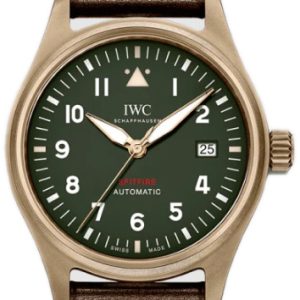 IWC Herrklocka IW326806 Pilots Grön/Läder Ø39 mm