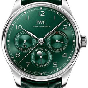 IWC Herrklocka IW344207 Portugieser Grön/Läder Ø42.4 mm