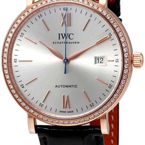 IWC Herrklocka IW356515 Portofino Silverfärgad/Läder Ø40 mm