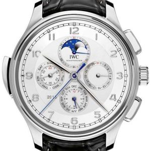 IWC Herrklocka IW377601 Portuguese Silverfärgad/Läder Ø45 mm