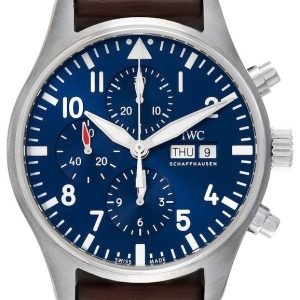 IWC Herrklocka IW377714 Pilots Classic Blå/Läder Ø43 mm