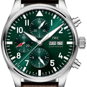 IWC Herrklocka IW377726 Pilots Grön/Läder Ø43 mm