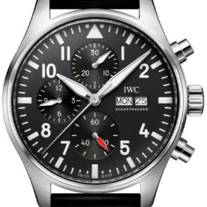 IWC Herrklocka IW378001 Pilots Svart/Läder Ø43 mm