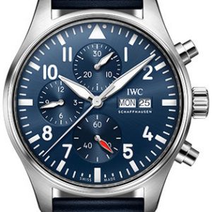 IWC Herrklocka IW378003 Pilots Blå/Läder Ø43 mm