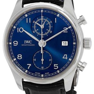 IWC Herrklocka IW390303 Portuguese Blå/Läder Ø42 mm