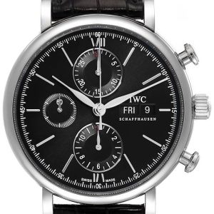 IWC Herrklocka IW391008 Portofino Chronograph Svart/Läder Ø42 mm