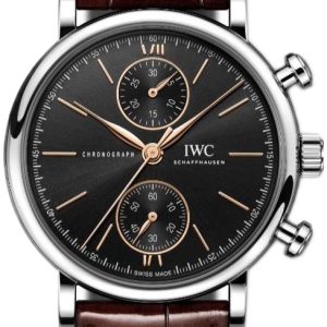 IWC Herrklocka IW391404 Portofino Svart/Läder Ø39 mm