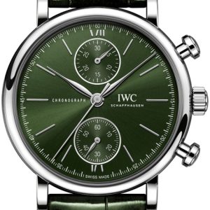 IWC Herrklocka IW391405 Portofino Grön/Läder Ø39 mm