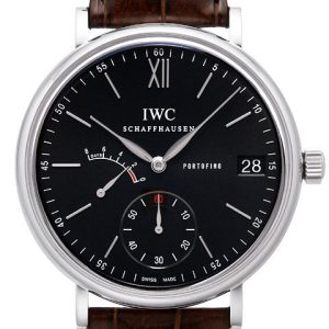 IWC Herrklocka IW510102 Portofino Hand-Wound 8 Days Grå/Läder Ø45