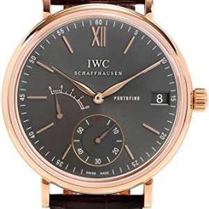 IWC Herrklocka IW510104 Portofino Hand-Wound 8 Days Grå/Läder Ø45