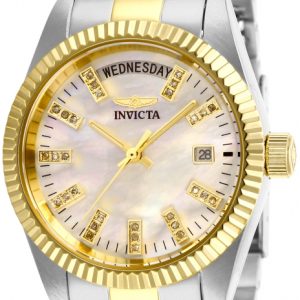 Invicta 99999 Damklocka 29871 Vit/Gulguldtonat stål Ø36 mm