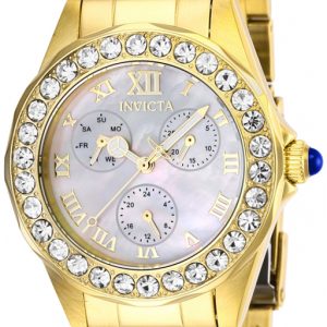 Invicta Angel Damklocka 28465 Vit/Gulguldtonat stål Ø38 mm