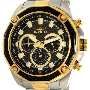 Invicta Aviator Herrklocka 22806 Svart/Gulguldtonat stål Ø49 mm