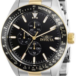 Invicta Aviator Herrklocka 38969 Svart/Gulguldtonat stål Ø45 mm