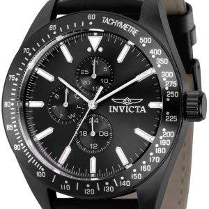 Invicta Aviator Herrklocka 38982 Svart/Läder Ø45 mm