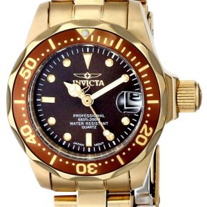 Invicta Damklocka 12524 Pro Diver Brun/Gulguldtonat stål Ø23.5 mm