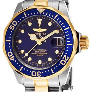 Invicta Damklocka 17035 Pro Diver Blå/Gulguldtonat stål Ø25 mm