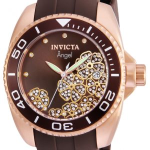 Invicta Damklocka 23489 Angel Brun/Gummi Ø39 mm