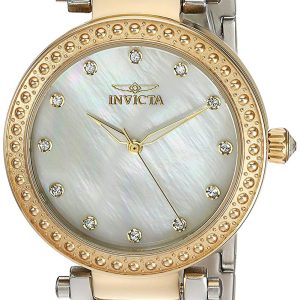 Invicta Damklocka 23965 Wildflower Vit/Gulguldtonat stål Ø34 mm