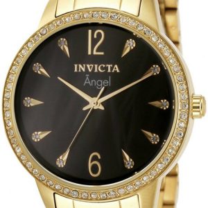 Invicta Damklocka 31368 Angel Svart/Gulguldtonat stål Ø36 mm