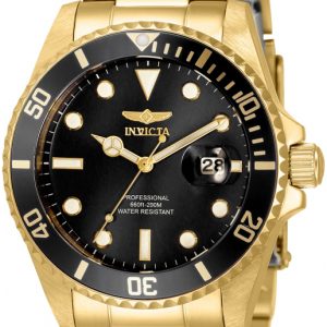 Invicta Damklocka 33277 Pro Diver Svart/Gulguldtonat stål Ø38 mm